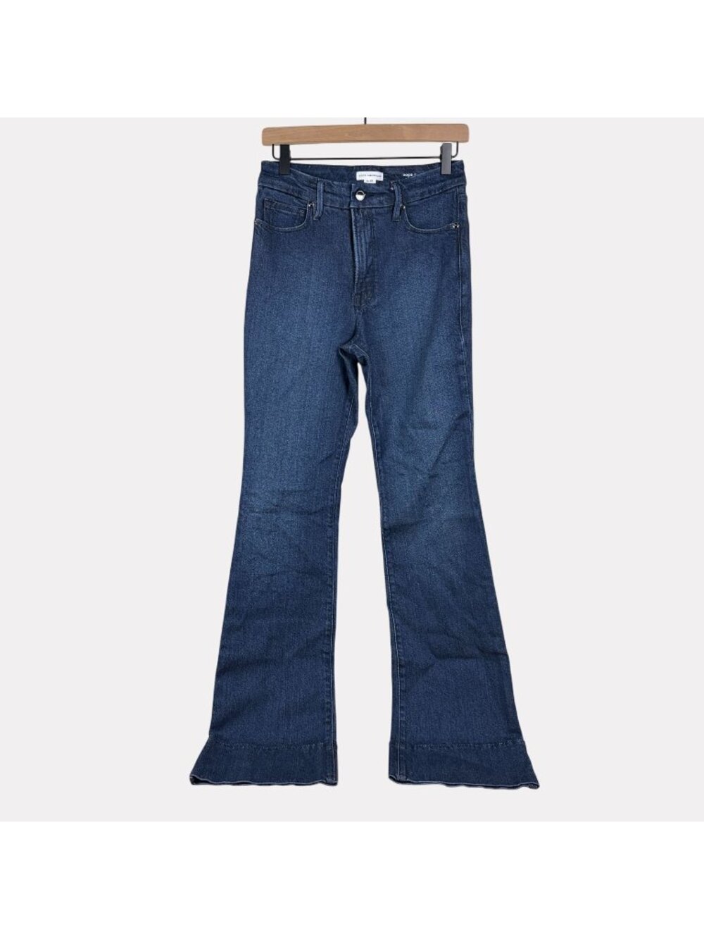 Good American High-Rise Flared Jeans in Dark Blue Denim